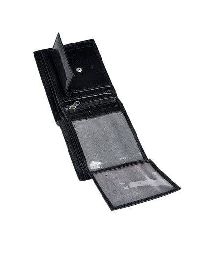 Black Printed Belt with Matte Buckle & Leather Wallet Gift Combo