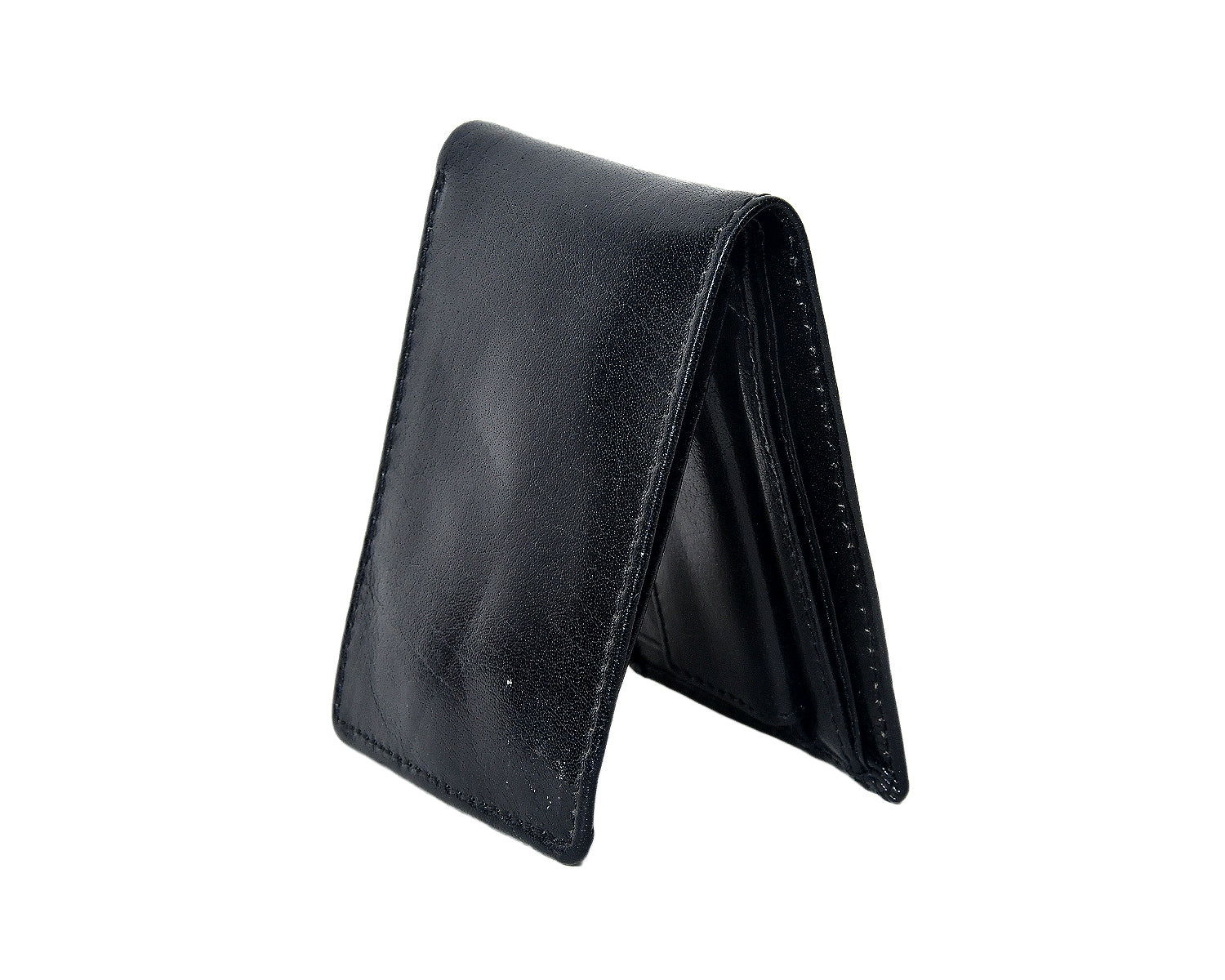 Premium Genuine Leather Bi-Fold Wallet with ID Window & Multiple Card Slots