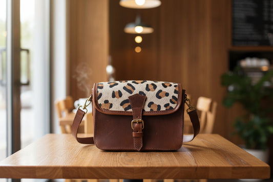 Celtic brown color leather with hair on leather sling bag for women and girls | Party wear . - CELTICINDIA