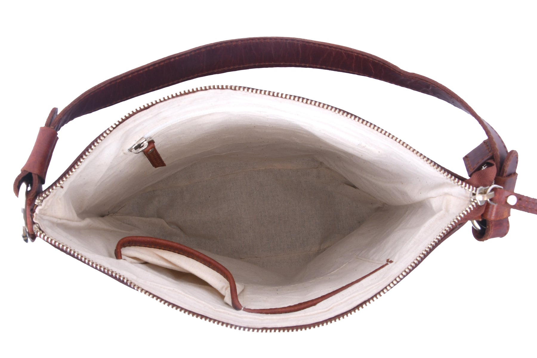 Vintage Brown Full-Grain Leather Shoulder & Crossbody Tote with Zipper Closure
