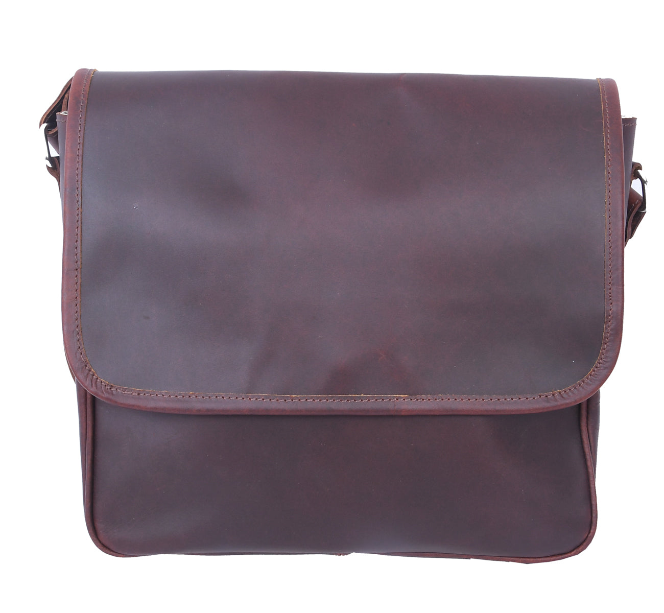 Classic Full-Grain Leather Crossbody Bag with Flap Closure for Everyday Carry