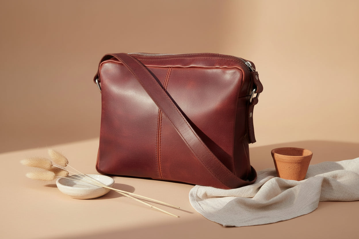 Celtic Buff Premium Leather Compact Shoulder Satchel Bag For Men With Extra Storage and Durable Build Quality (Brown) - CELTICINDIA