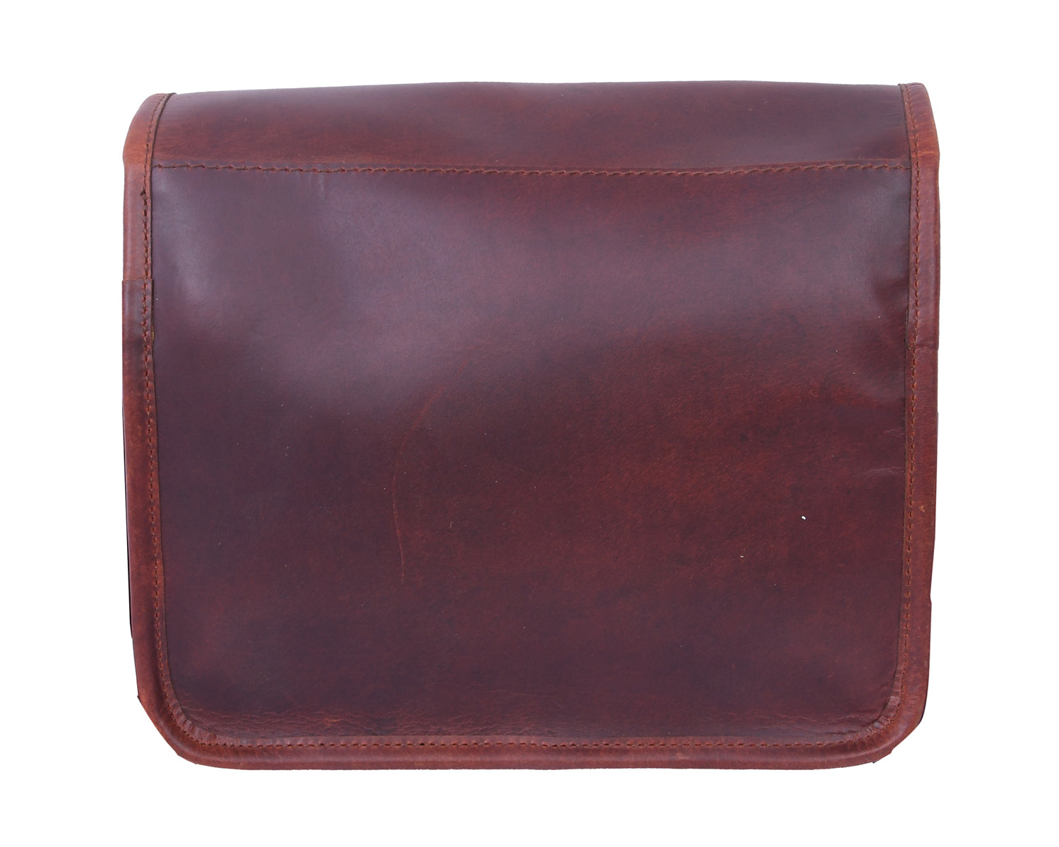 Full-Grain Leather Small Messenger Bag with Dual Buckle Closure & Canvas Lining