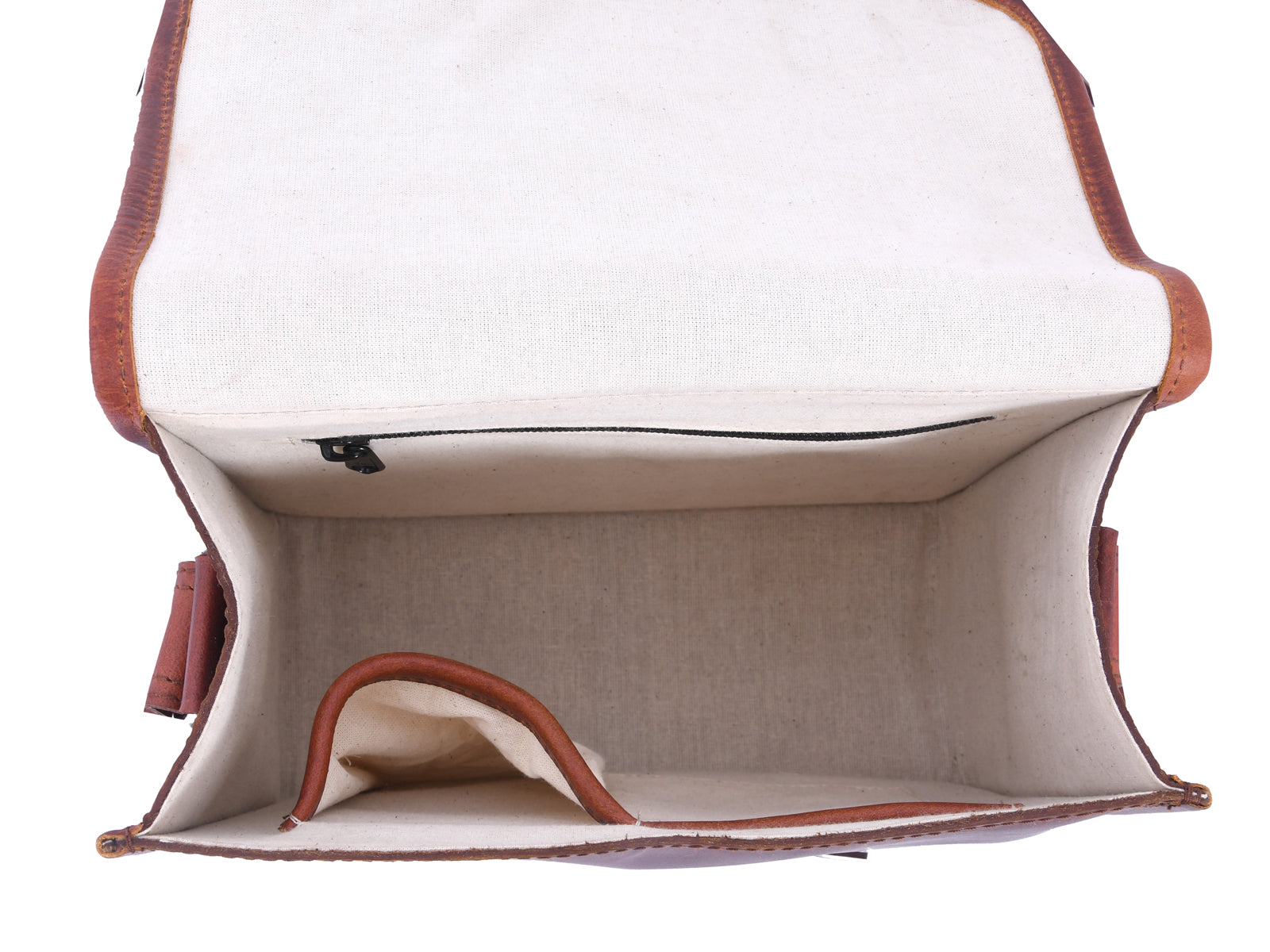 Full-Grain Leather Small Messenger Bag with Dual Buckle Closure & Canvas Lining