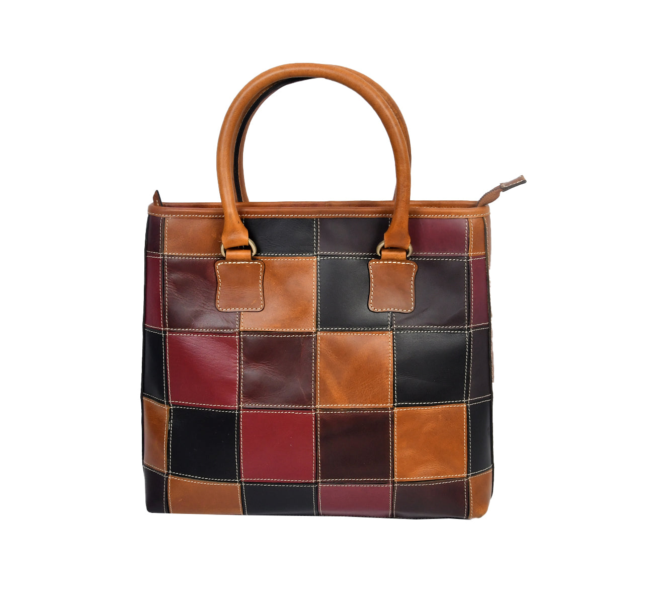 Premium Patchwork Leather Tote Bag for Women Multi-Tone Handcrafted Carryall