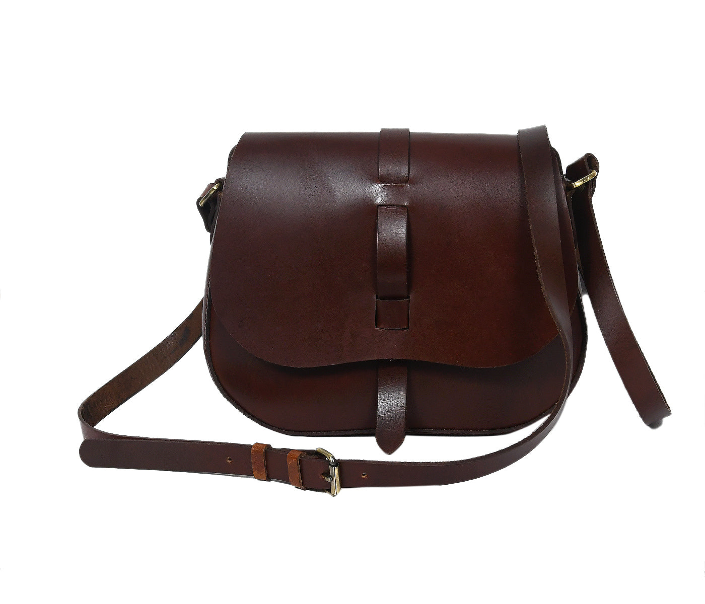 Classic Handmade Dark Brown Leather Saddle Sling Bag