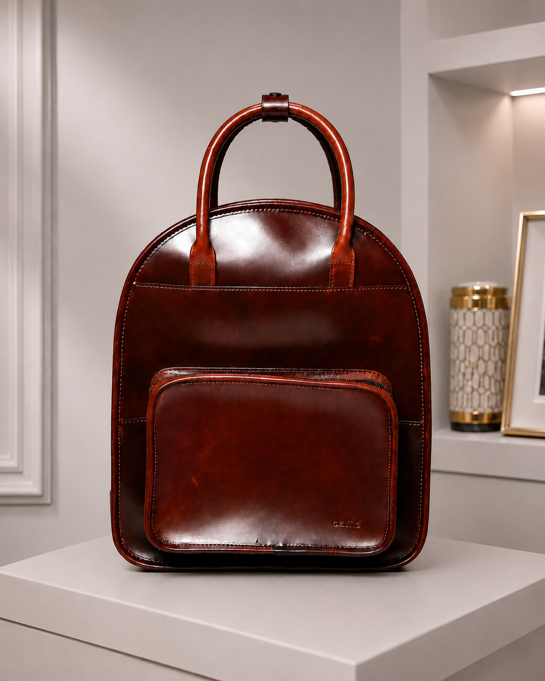 Premium Genuine Leather  Backpack with Front Utility Pocket