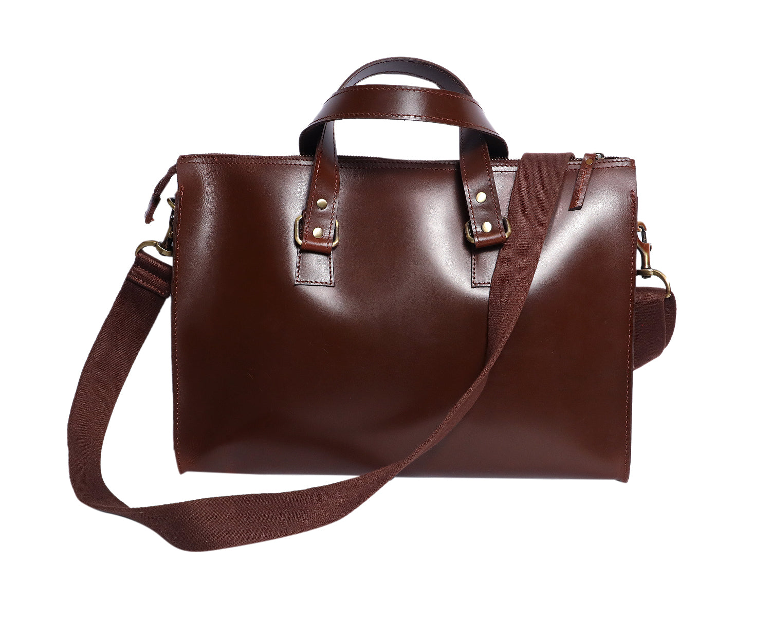 Premium Leather Laptop Bag with Top Handle & Detachable Shoulder Strap