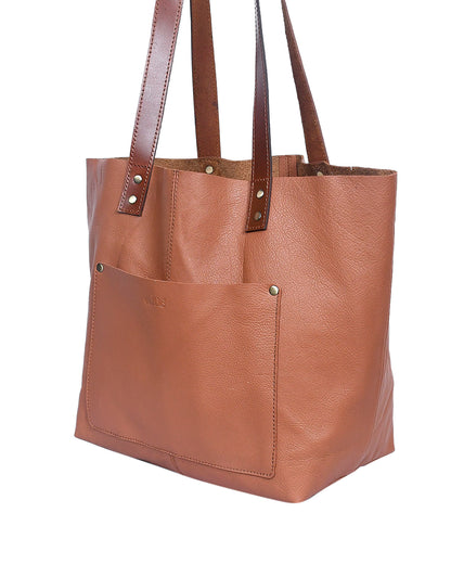 Timeless Elegance: Tan Leather Tote Bag. - CELTICINDIA