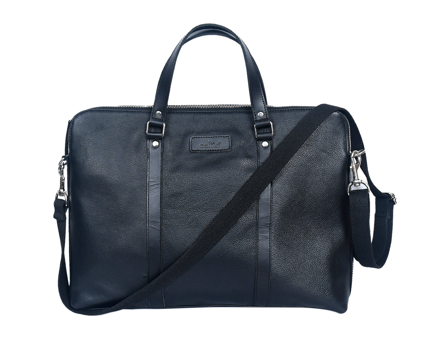Premium Full-Grain Leather Laptop & Work Bag with Detachable Shoulder Strap