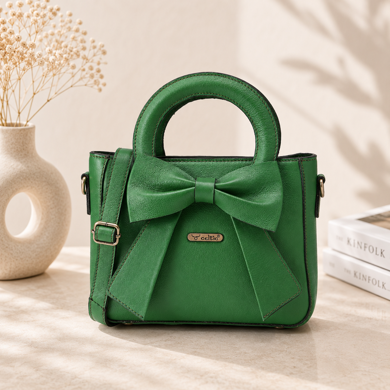 Premium  Leather Hand & Shoulder Bag for Women with Bow Detail