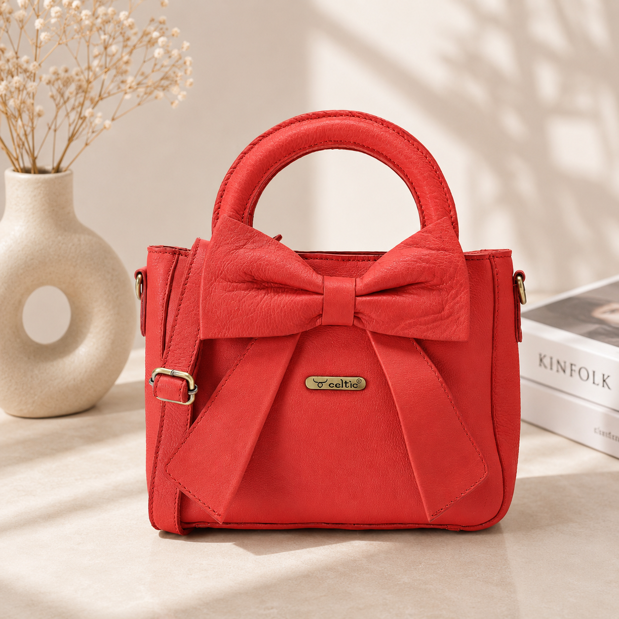 Premium  Leather Hand & Shoulder Bag for Women with Bow Detail