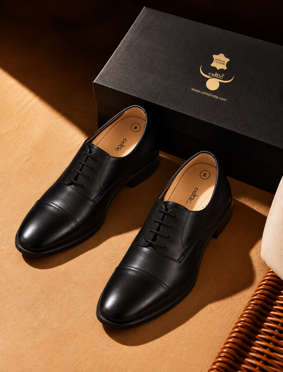Premium Genuine Leather Cap Toe Lace-Up Formal Shoes | Classic Oxford Style | Office & Business Wear