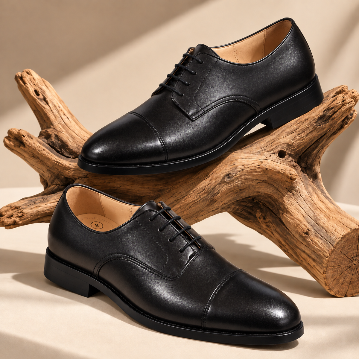 Premium Genuine Leather Cap Toe Lace-Up Formal Shoes | Classic Oxford Style | Office & Business Wear
