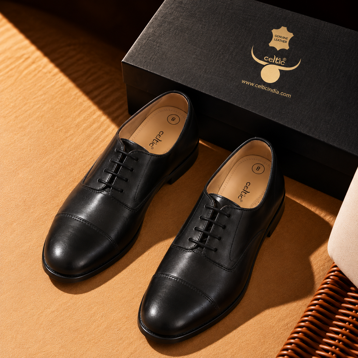 Men’s Genuine Leather Cap-Toe Oxford Formal Shoes