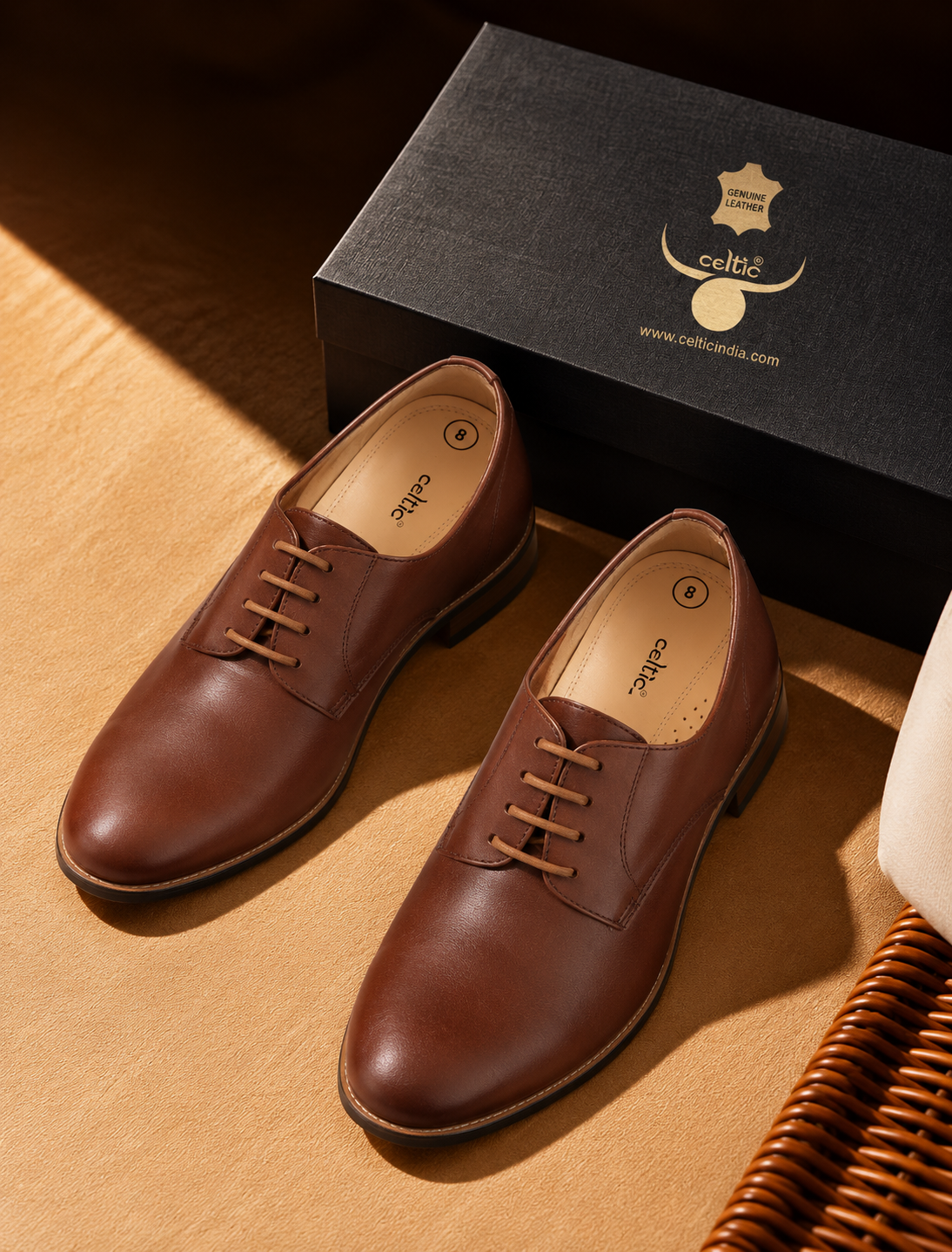 Premium Genuine Leather Classic Lace-Up Formal Shoes | Brown | Elegant Oxford Design | Durable Sole | Office & Occasion Wear