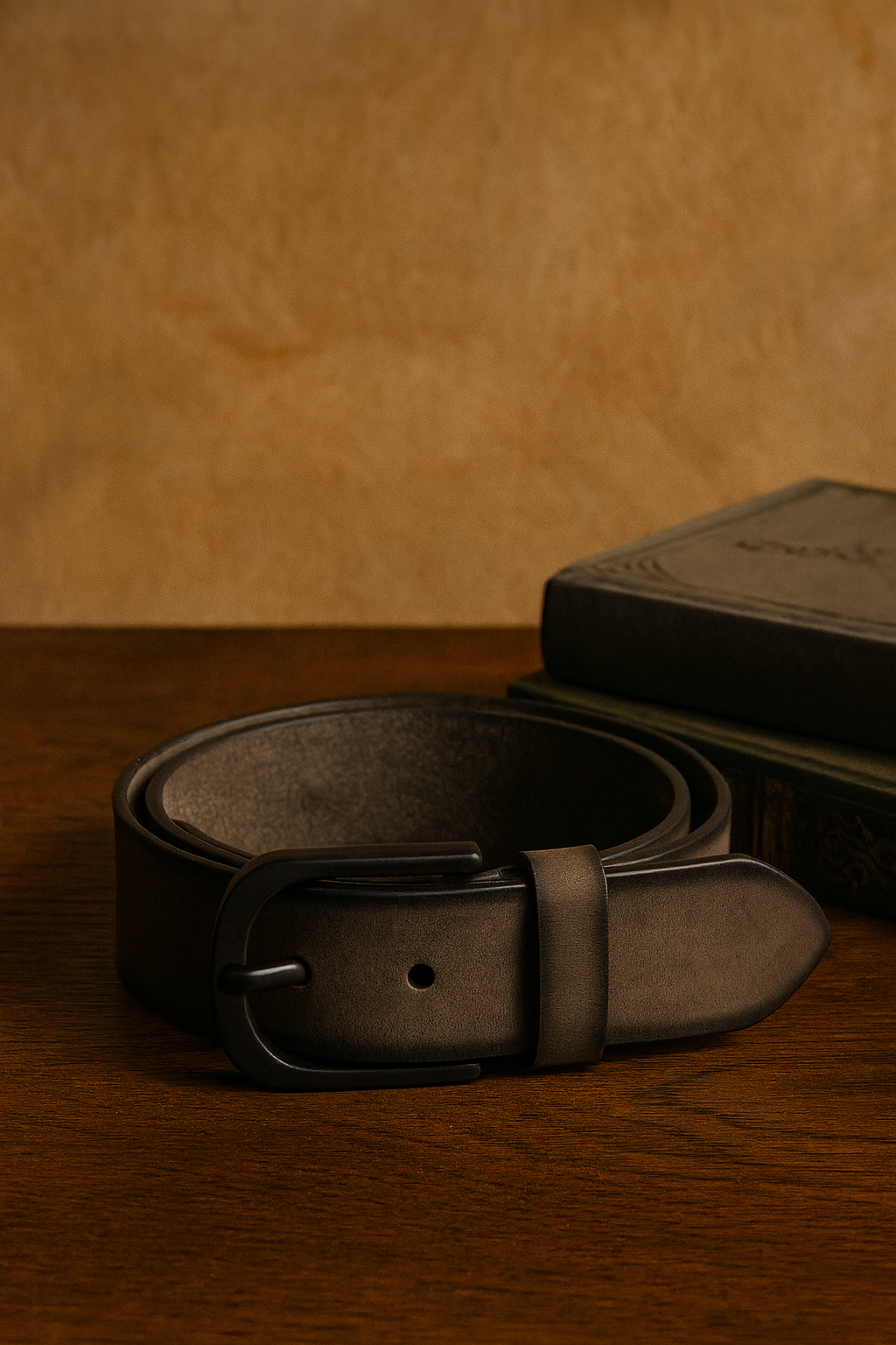 Unisex Genuine Leather Grey Waist Accessory Matte Metal Buckle Formal Casual Wear