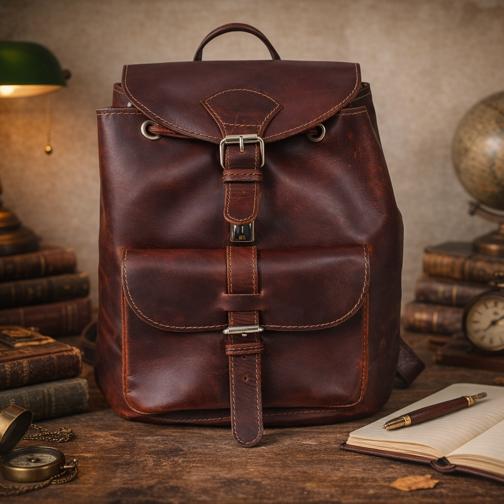Elegant Brown Leather Backpack: A Timeless Fashion Statement. Art: BG-1277
