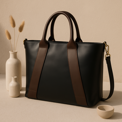 Premium Two-Tone Leather Handbag with Detachable Sling Art:-BG-1678