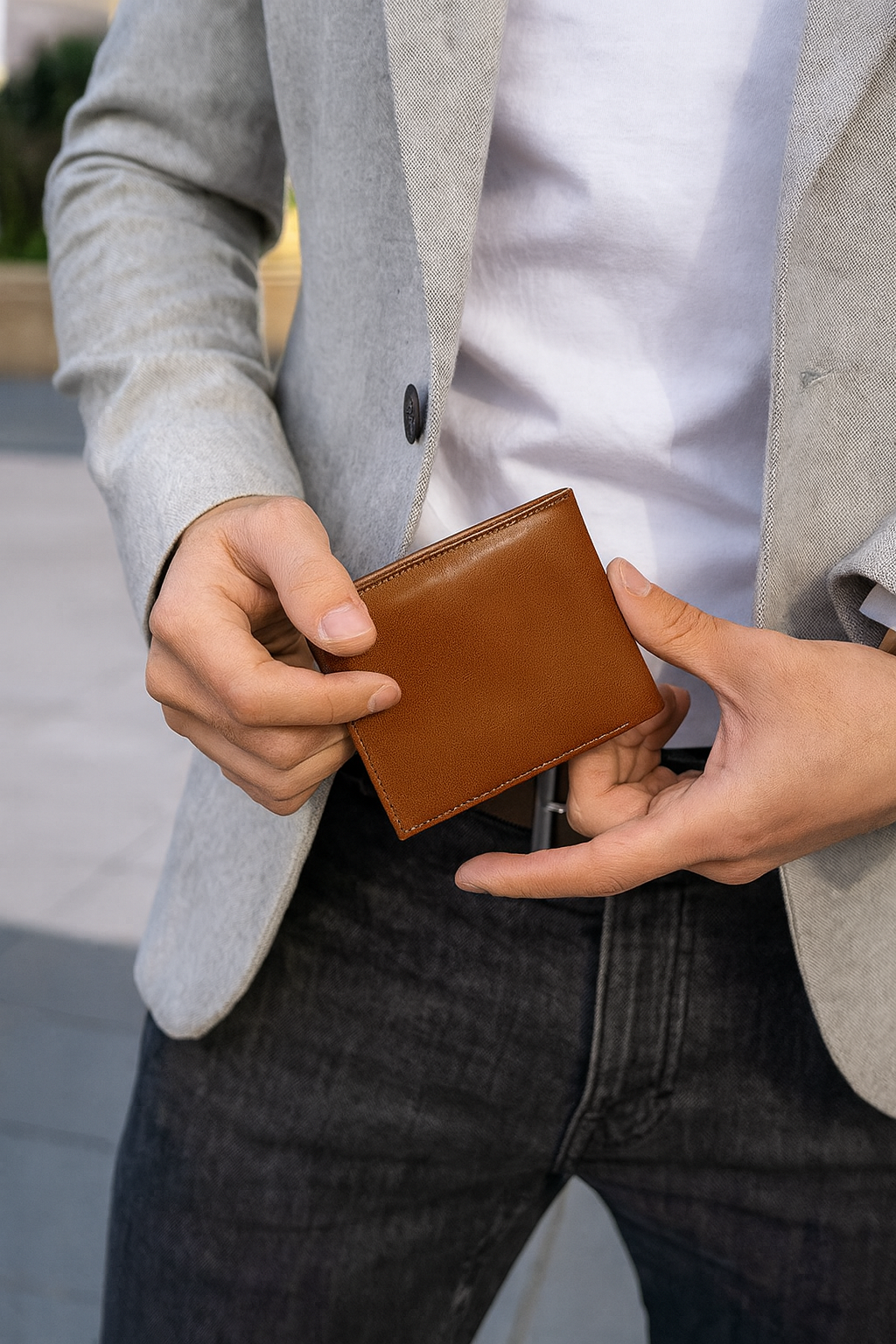 Premium Genuine Leather Bi-Fold Wallet with Zip Coin Pocket & Card Slots