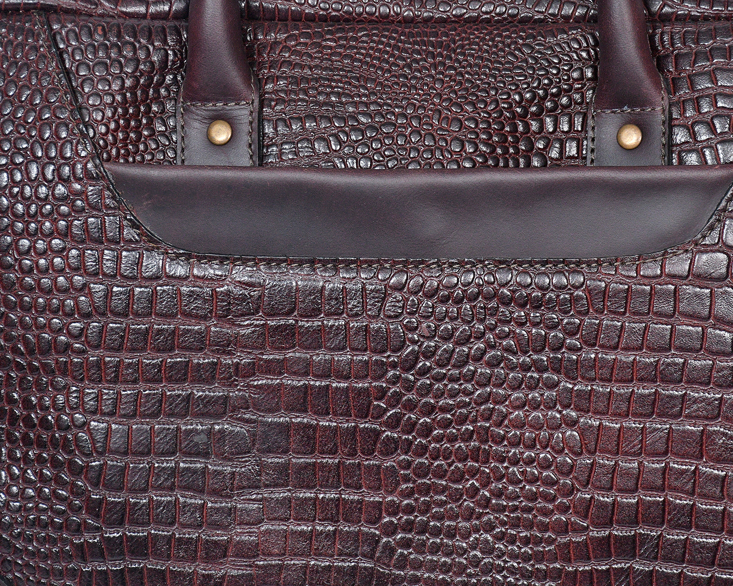 Premium Genuine Leather Messenger Bag in Croco Texture with Zip Closure