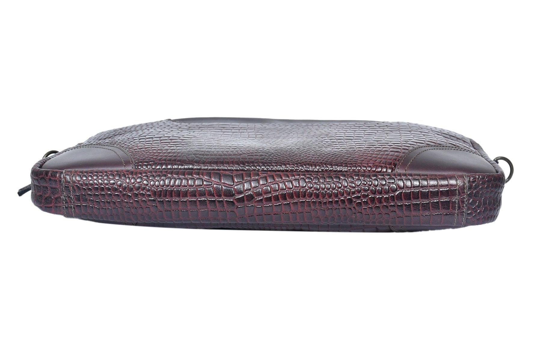 Premium Genuine Leather Messenger Bag in Croco Texture with Zip Closure