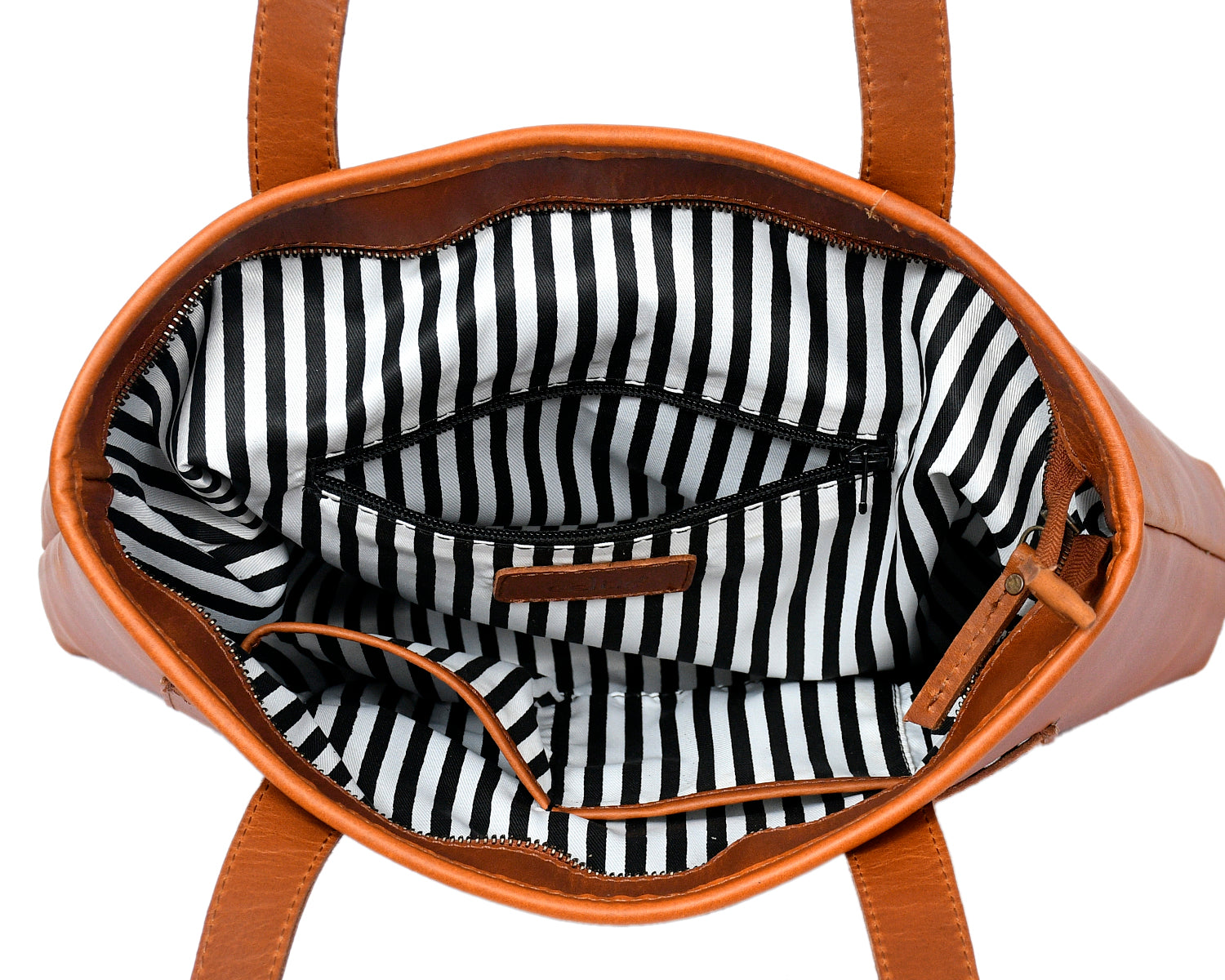 Premium Genuine Leather Tote Bag with Front Pockets