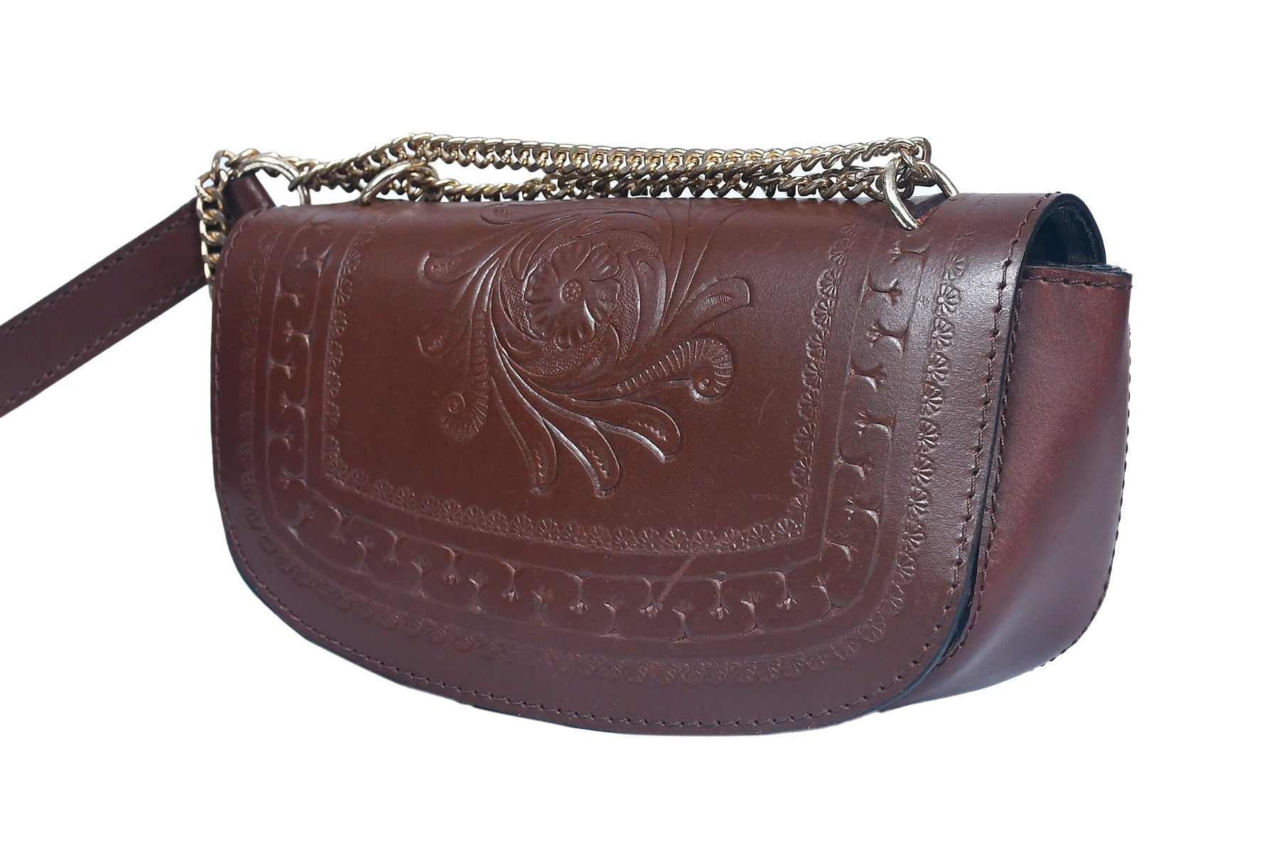 Premium Embossed Leather Chain Sling Bag | Handcrafted with Magnetic Closure