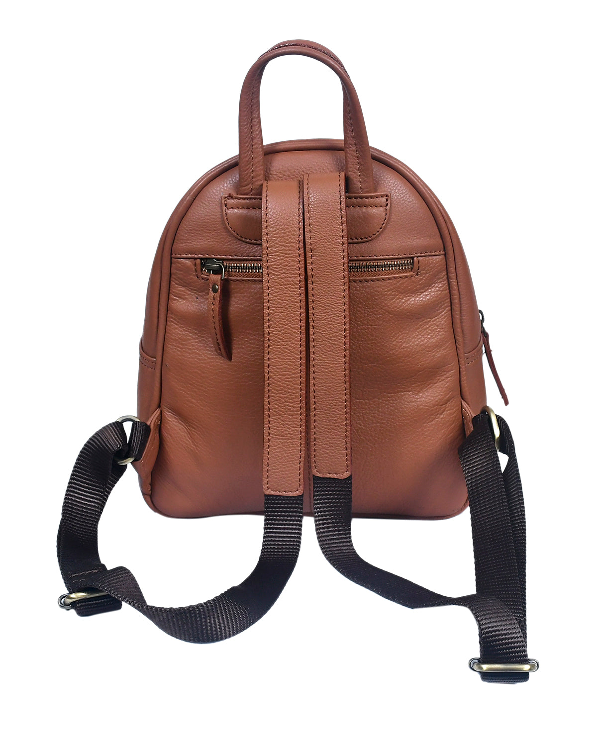Premium Genuine Leather Backpack with Front Zip Pocket & Adjustable Shoulder Straps