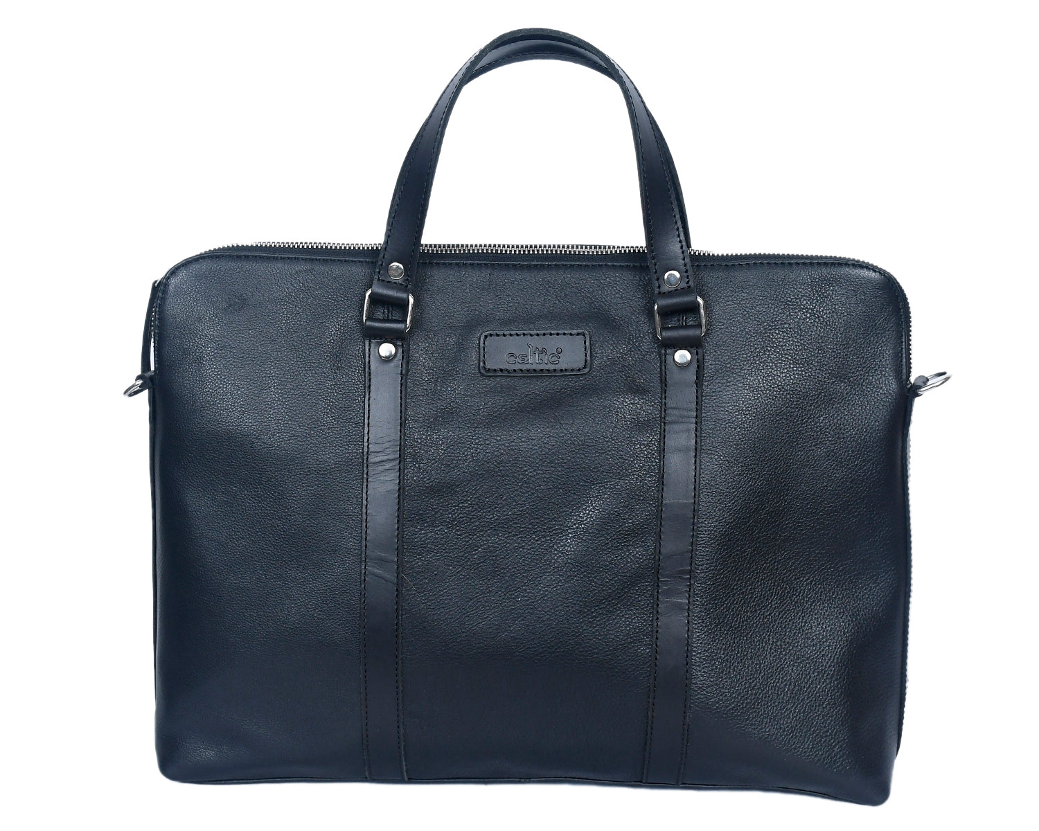 Premium Full-Grain Leather Laptop & Work Bag with Detachable Shoulder Strap