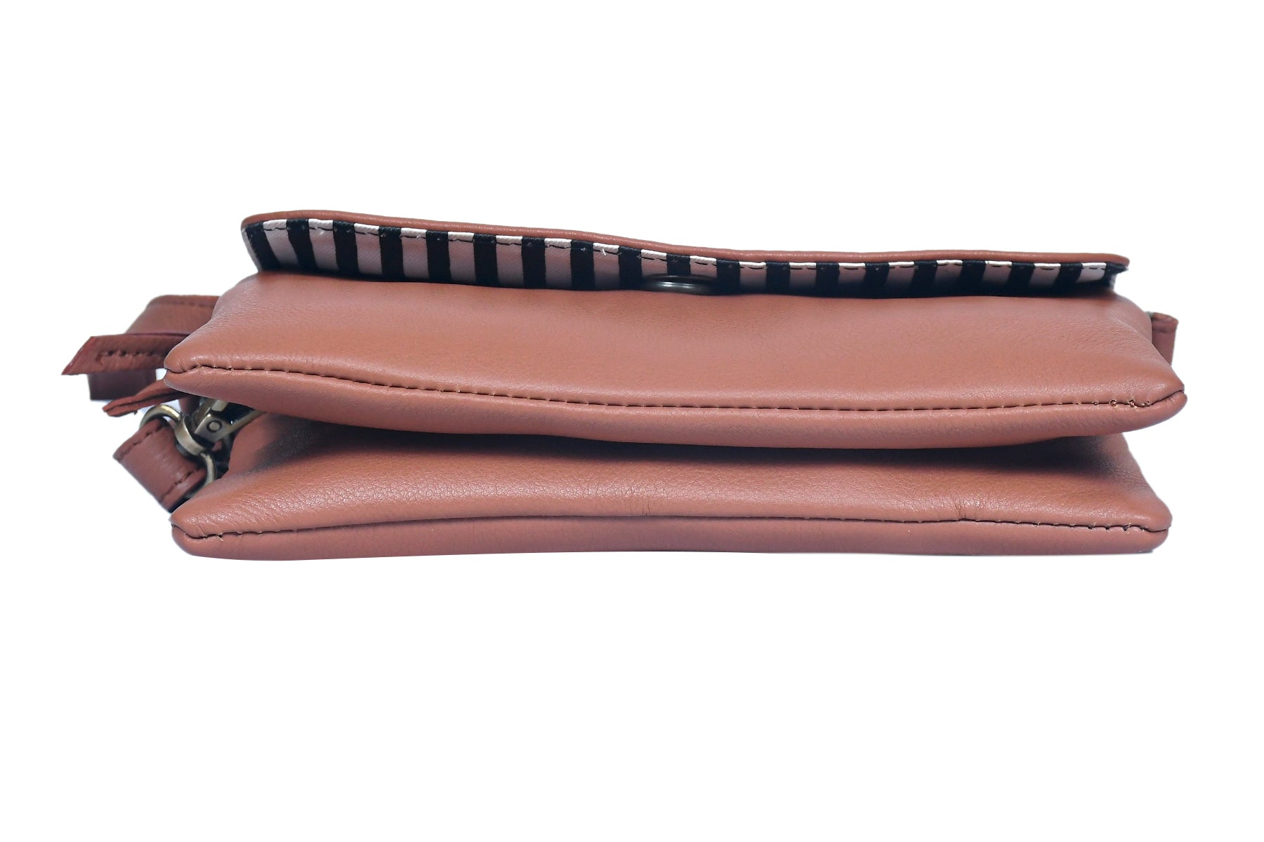 Premium Leather Convertible Wristlet & Crossbody Clutch with Dual Zip Compartments