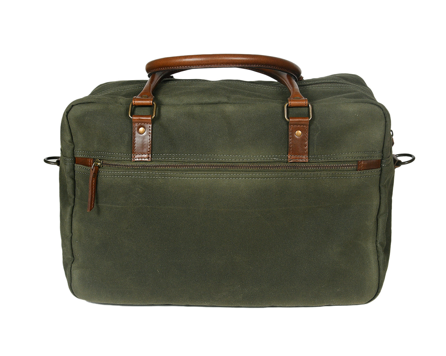 Olive Green Canvas Duffle Bag with Leather Trim Travel, Gym & Weekend Carry Bag