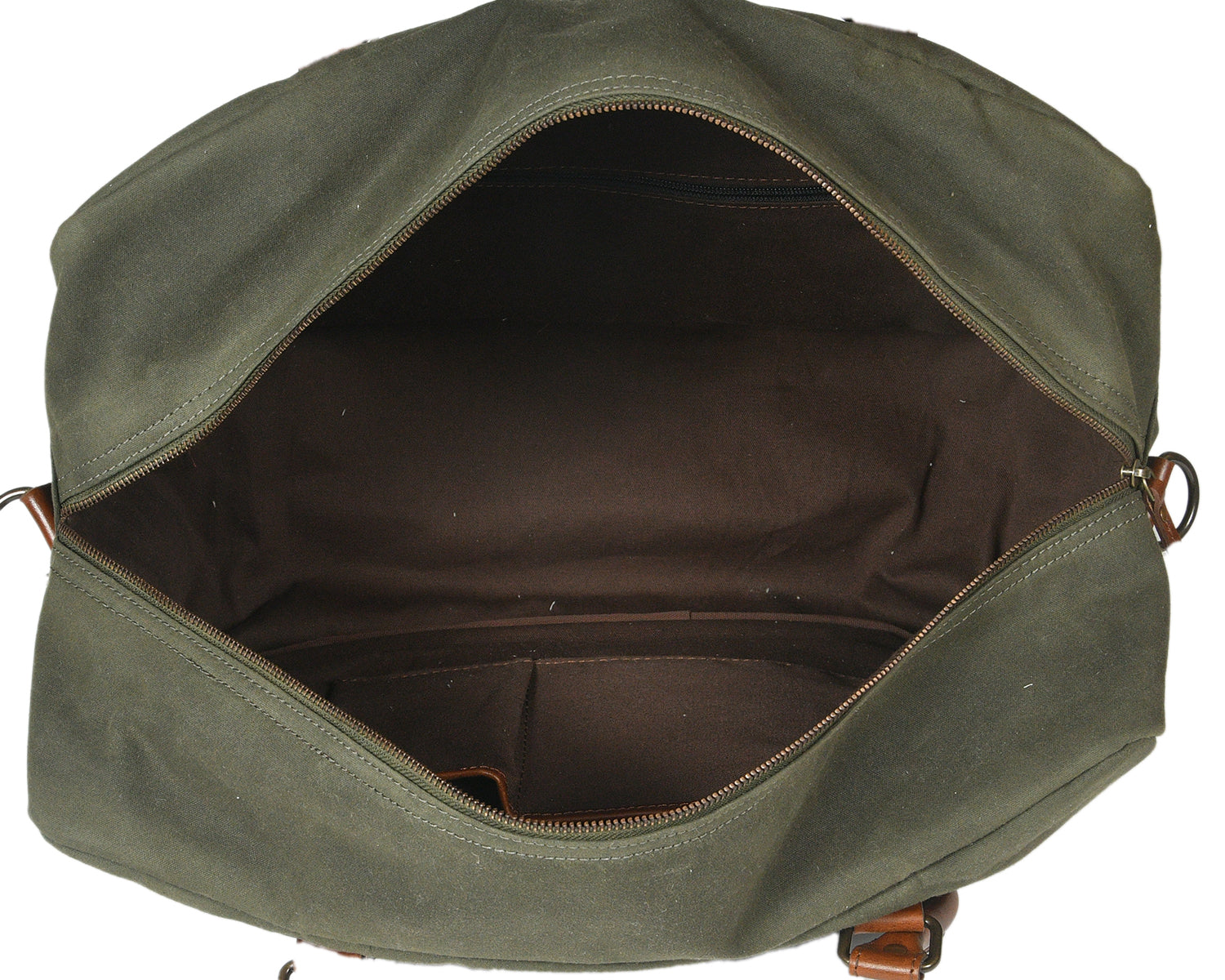 Olive Green Canvas Duffle Bag with Leather Trim Travel, Gym & Weekend Carry Bag