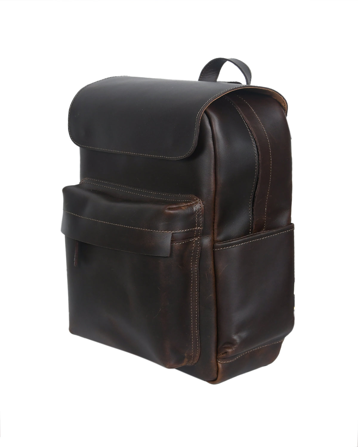 Premium Genuine Leather Backpack with Structured Body and Spacious Main Compartment