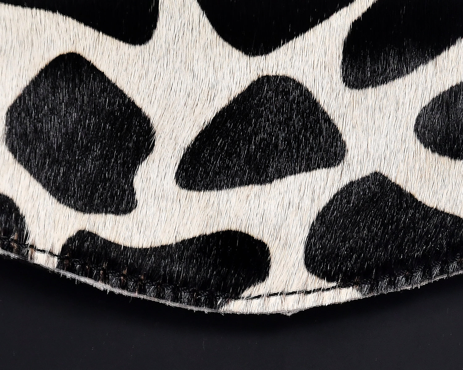 Black Genuine Leather Crossbody Bag with Animal-Print Flap for Women