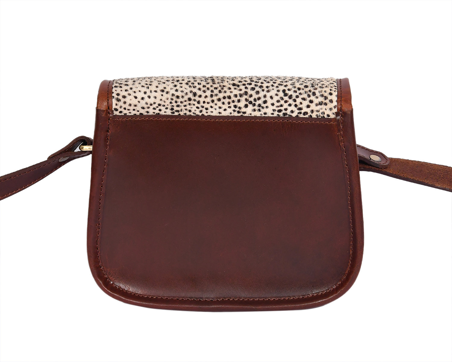 Womens Leather Hair-On Flap Crossbody Sling Bag Adjustable Strap