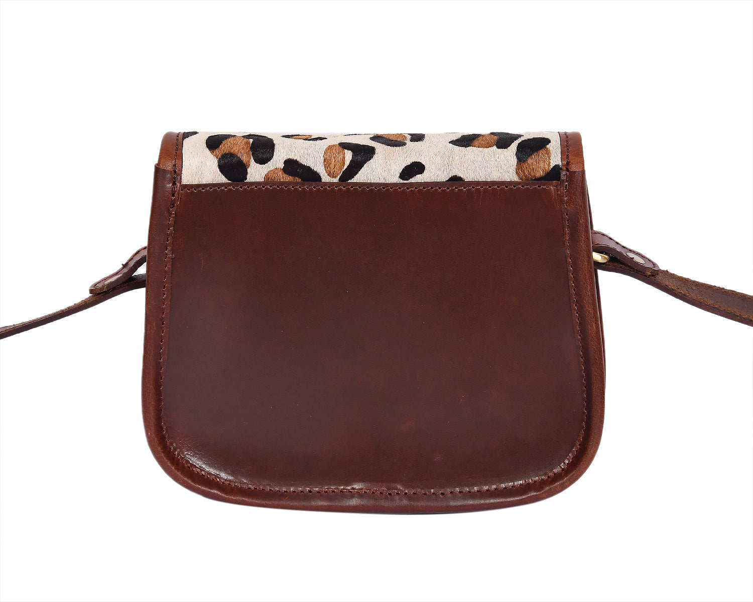 Women's Leather Crossbody Bag with Hair-On Flap Adjustable Strap