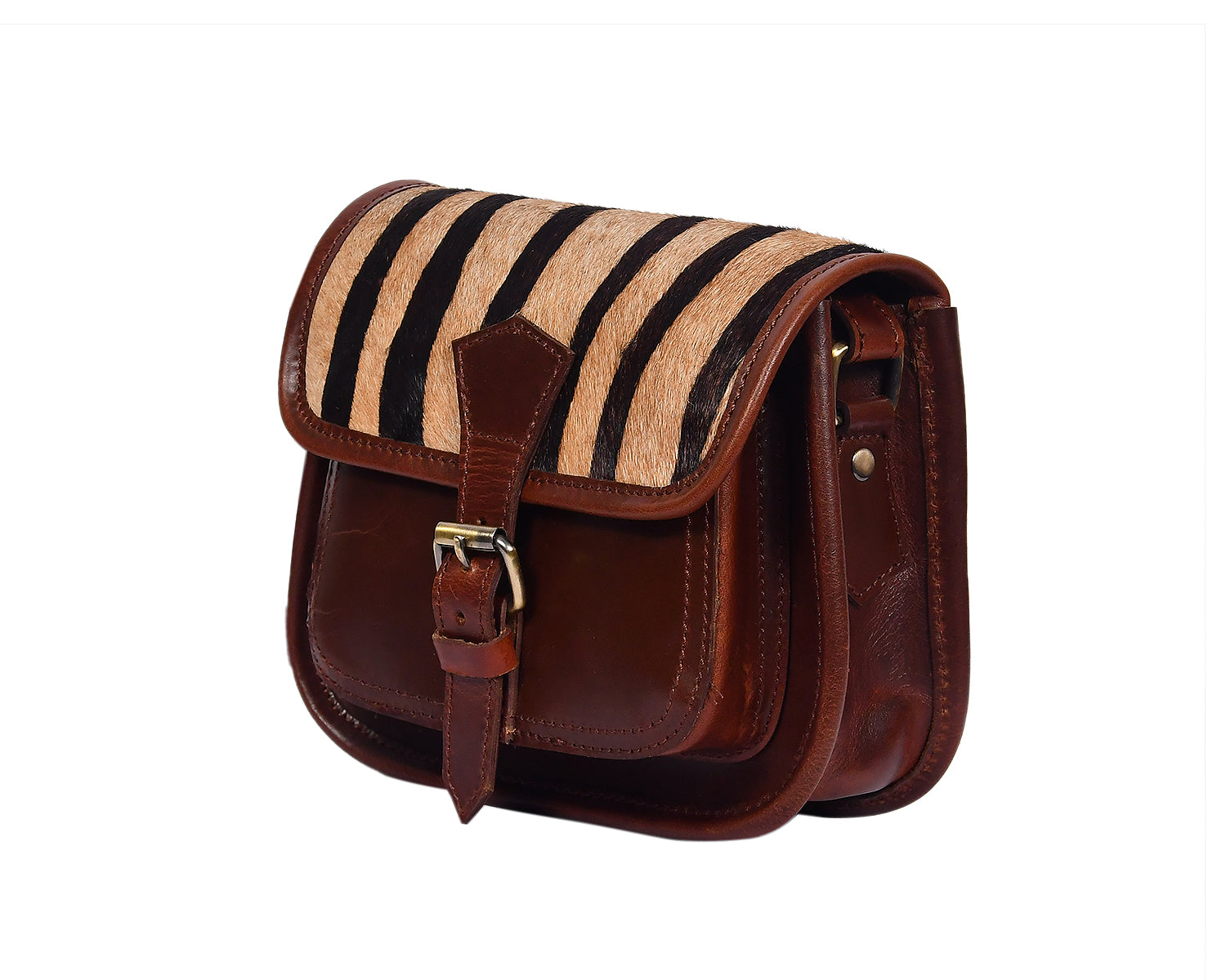 Hairon Leather Zebra Print Small Crossbody Sling Bag Adjustable Strap