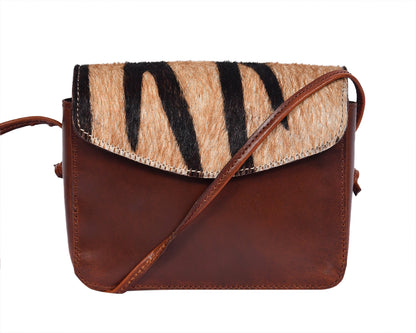 Elevate - Brown Leather Sling Bag with Hair-On Leather - CELTICINDIA