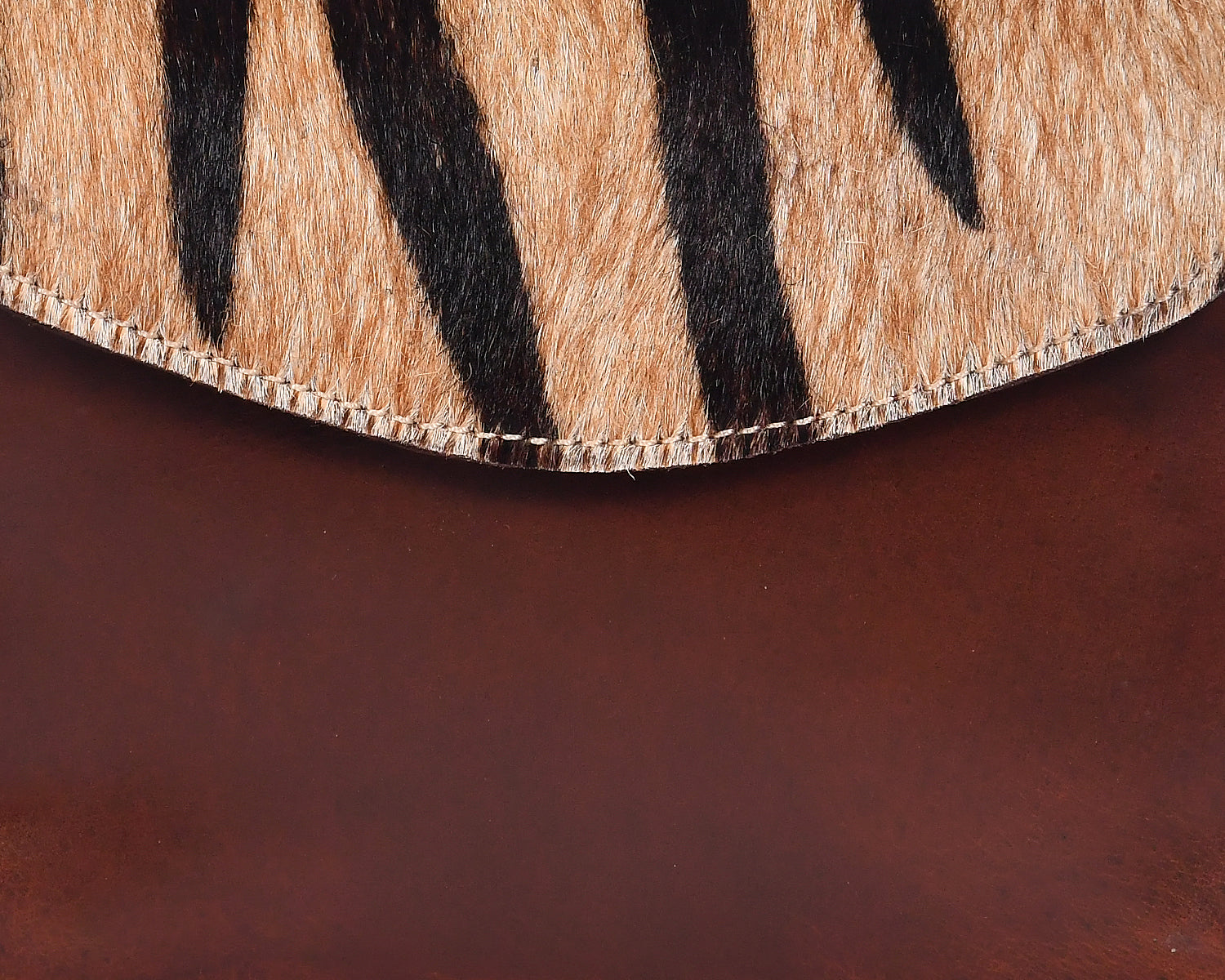 Womens Leather Crossbody Sling Bag with Tiger-Print Hairon Flap