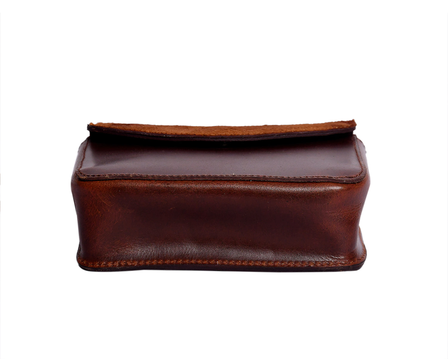 Brown Leather Crossbody Bag with Tan Hairon Flap