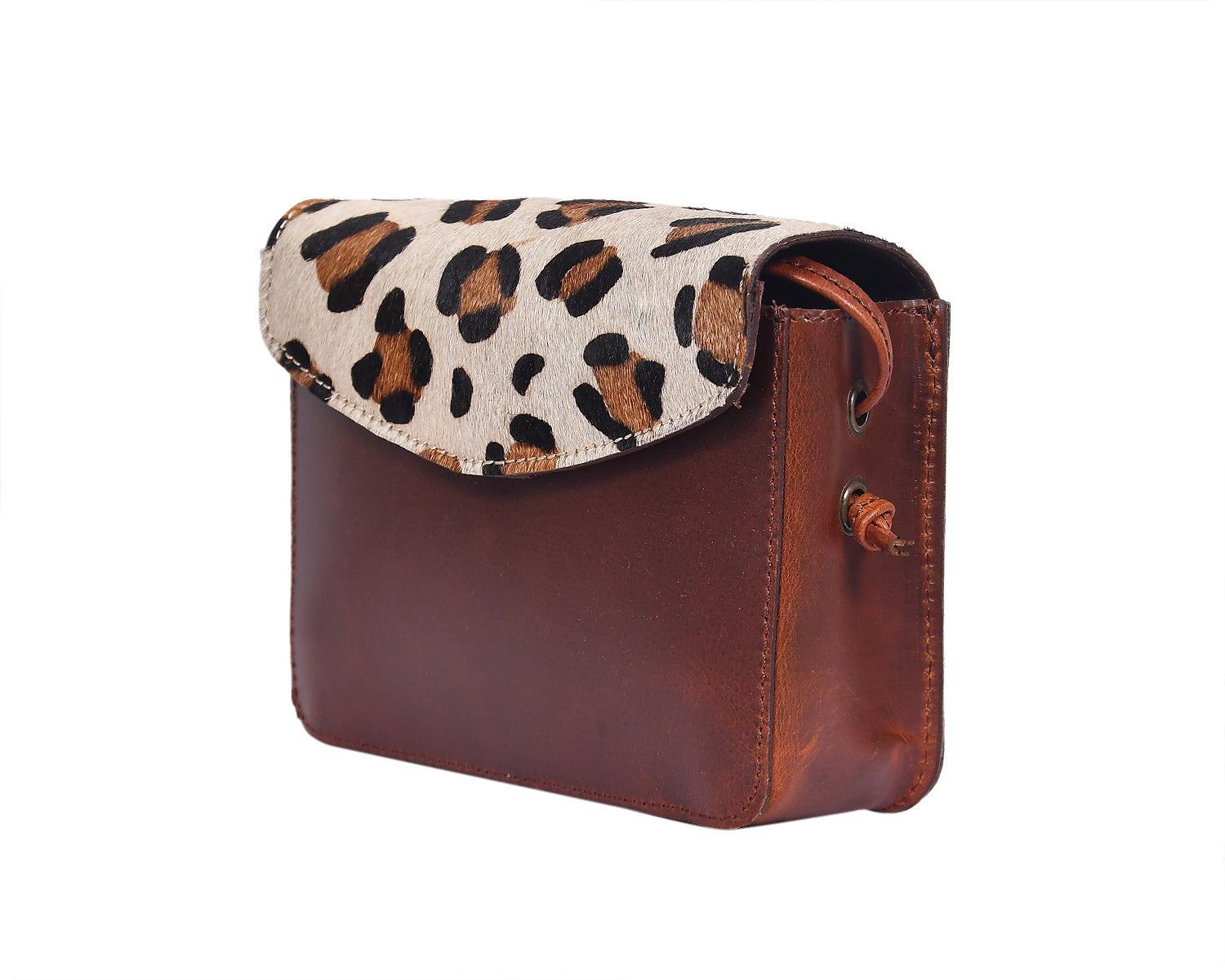 Leopard Print Hair-On Leather Crossbody Bag  Compact & Stylish Everyday Sling