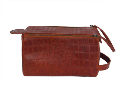 Luxury Brown Leather Toilet Bag: Organize in Style. - CELTICINDIA