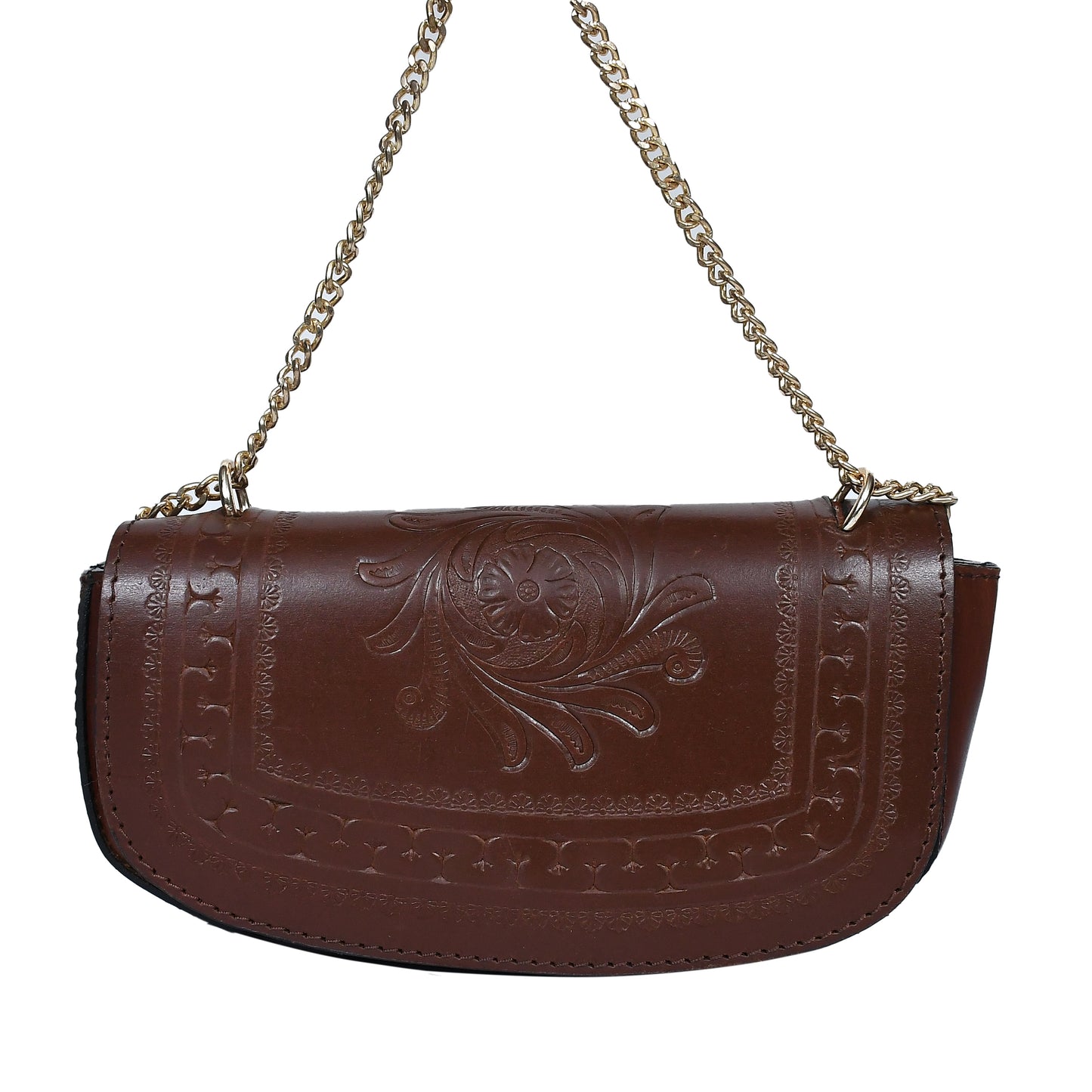 Celtic brown color pure leather shoulder bag for women and girls with glorious crafted . - CELTICINDIA