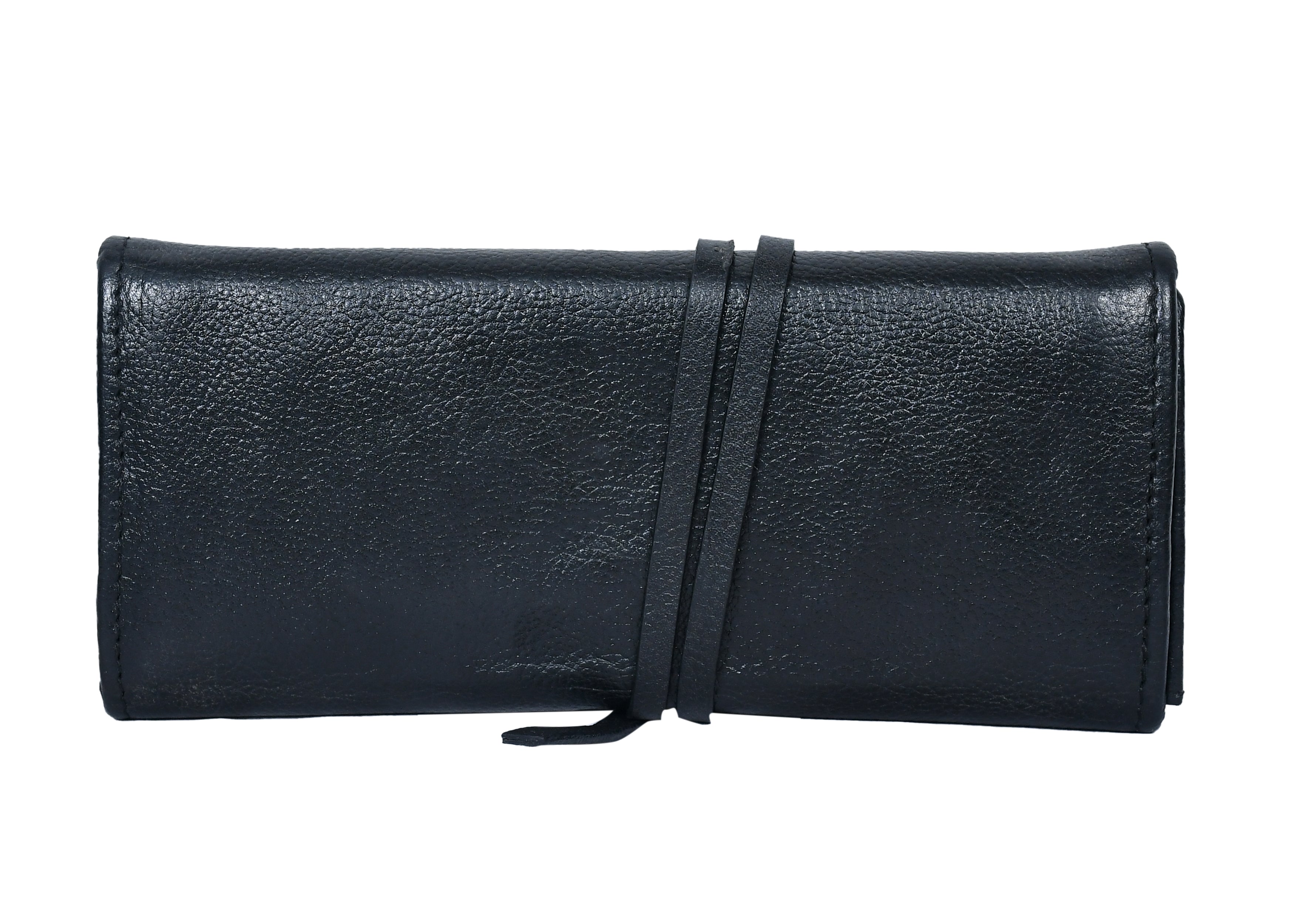 Premium Leather Travel Clutch| Multi Card Holder with Secure Wrap Strap