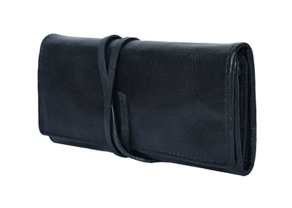 Celtic black color pure leather clutch with glorious finished work. - CELTICINDIA