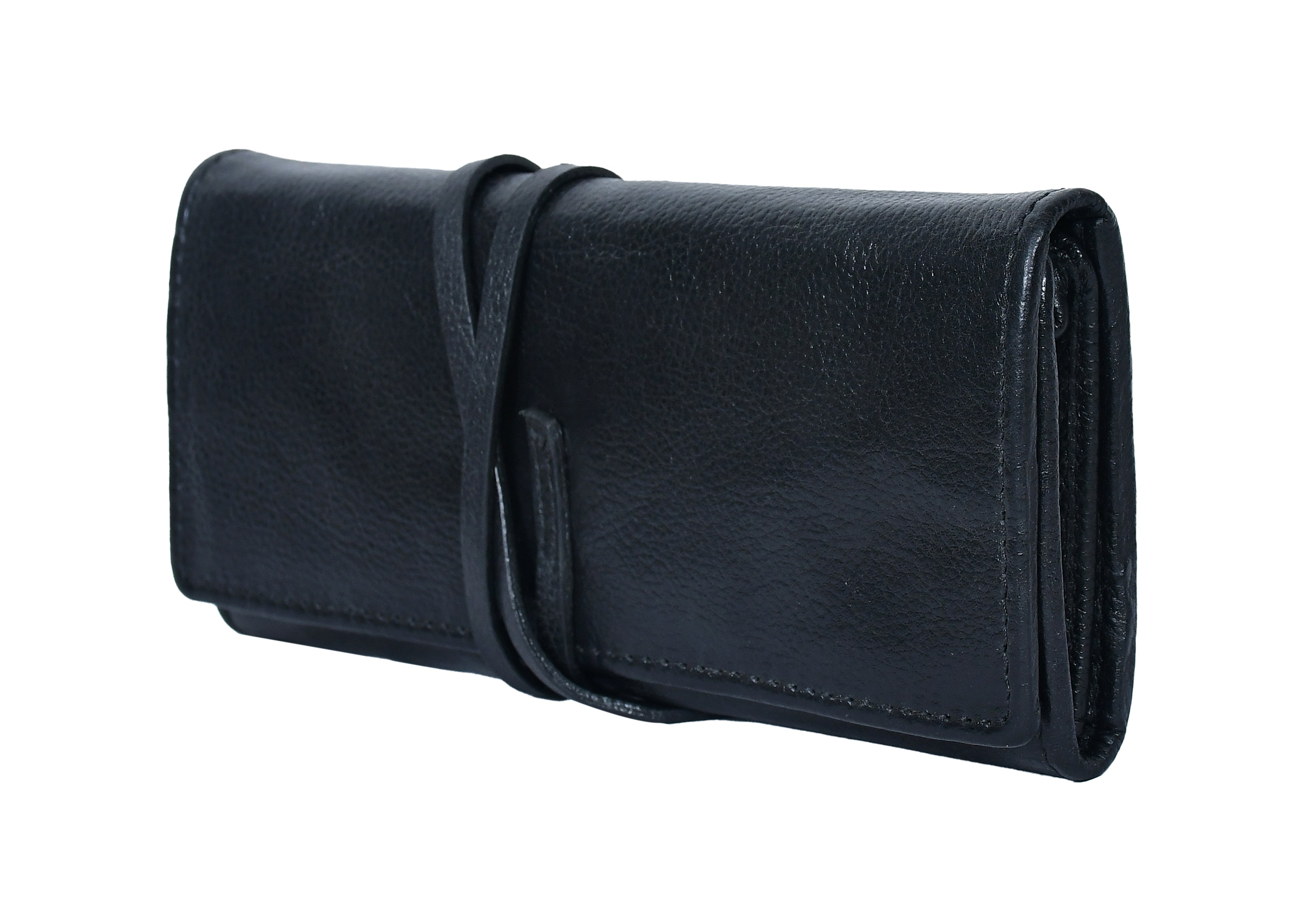 Premium Leather Travel Clutch| Multi Card Holder with Secure Wrap Strap