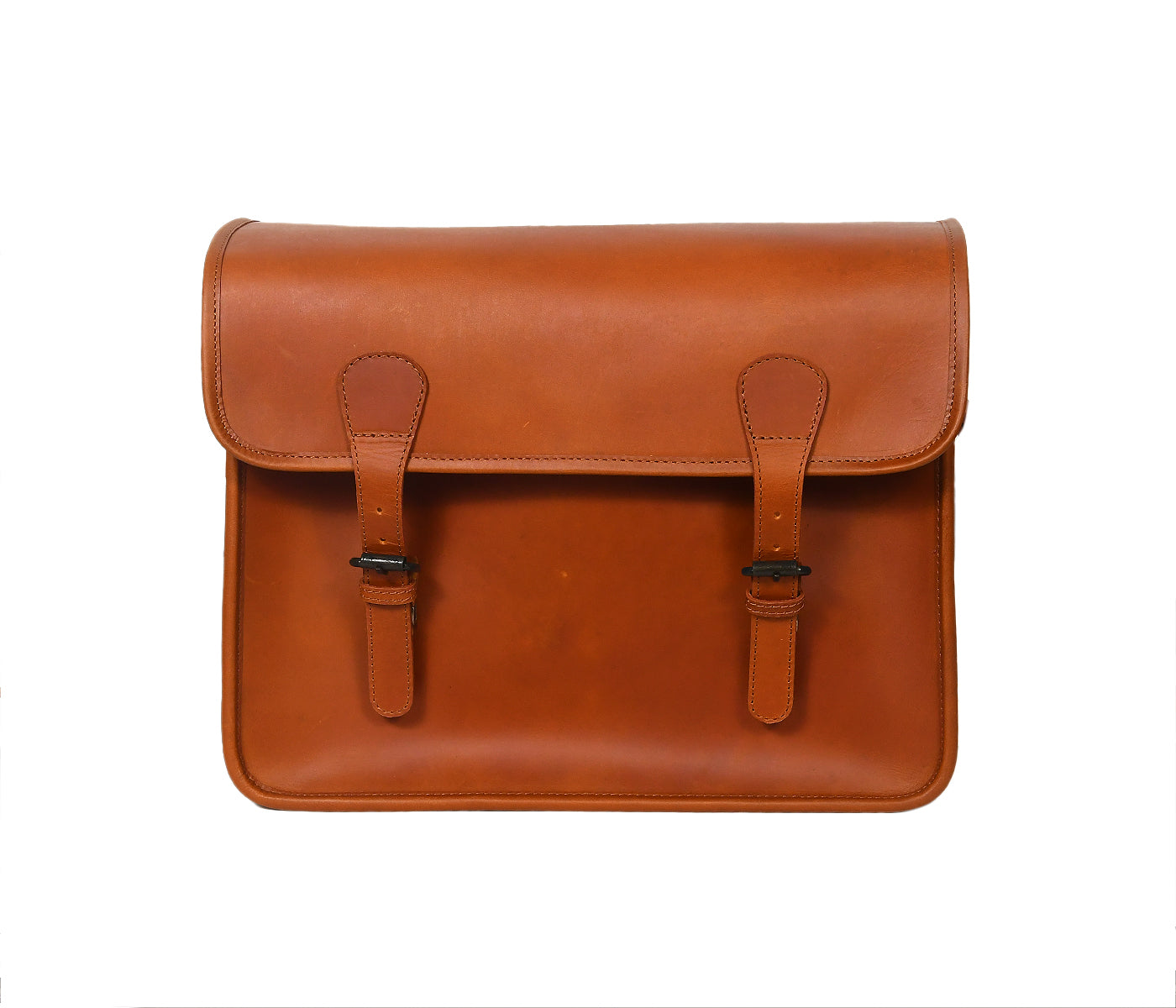 Premium Leather Laptop Messenger Bag with Dual Buckle Flap & Adjustable Strap