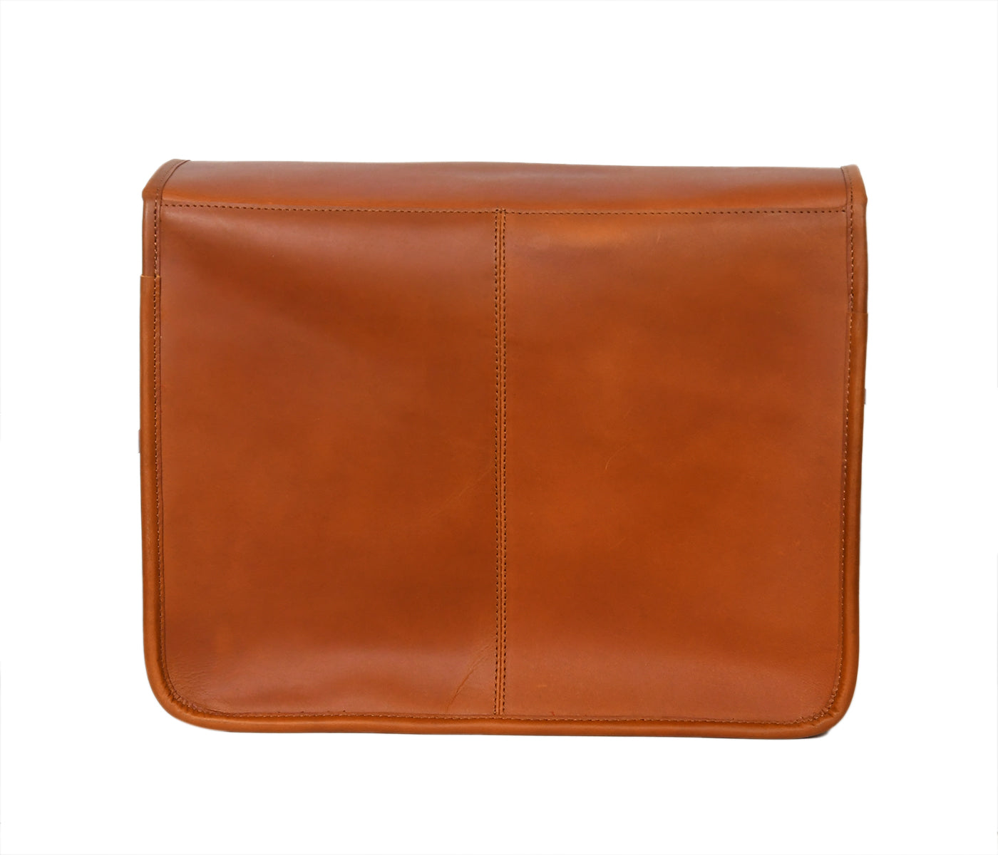 Premium Leather Laptop Messenger Bag with Dual Buckle Flap & Adjustable Strap