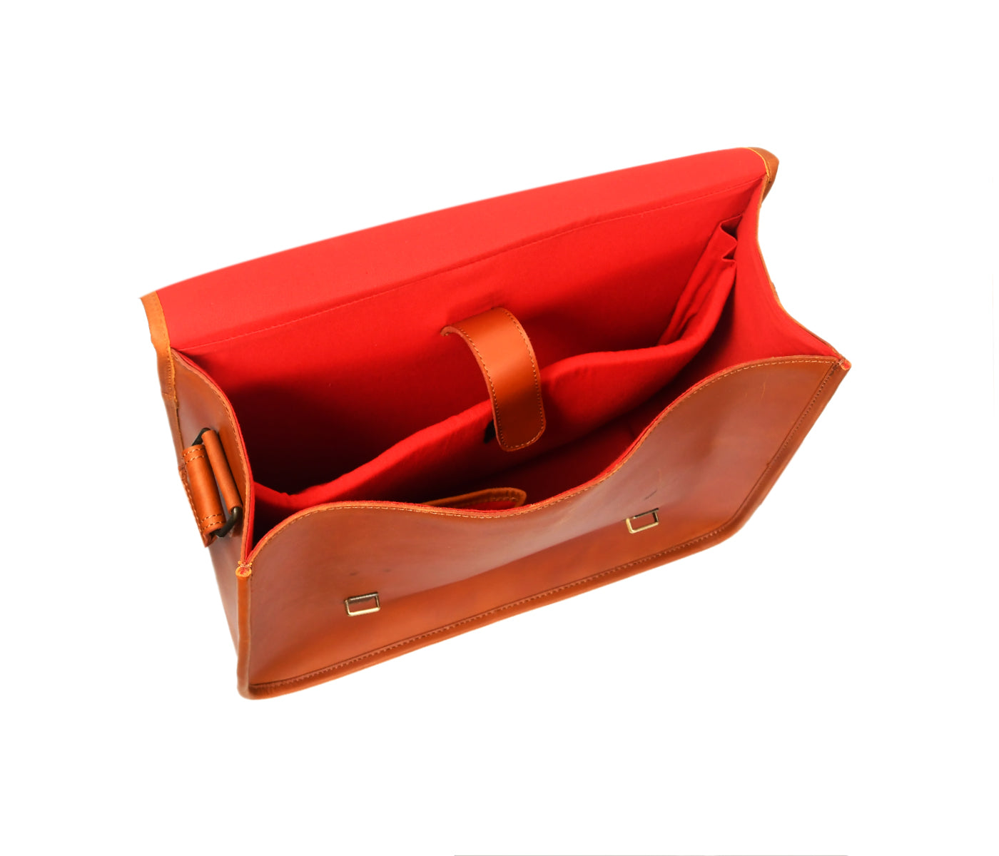 Premium Leather Laptop Messenger Bag with Dual Buckle Flap & Adjustable Strap